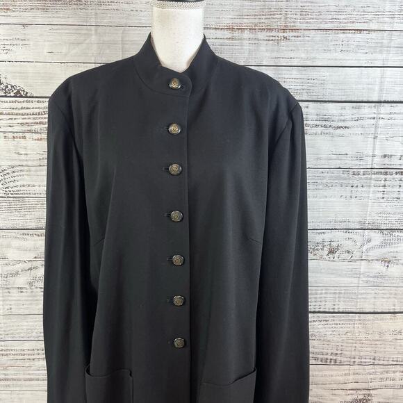 Lauren Ralph Lauren Blazer Jacket Plus sz 22W Black Wool Equestrian Polo Pockets - Picture 2 of 9